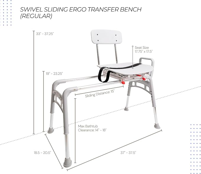 Eagle Health Supplies Sliding Shower Chair Tub Transfer Bench - Image 7