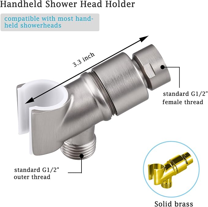 All Metal Handheld Shower Head Holder, Adjustable Shower Wand Holder - Image 2