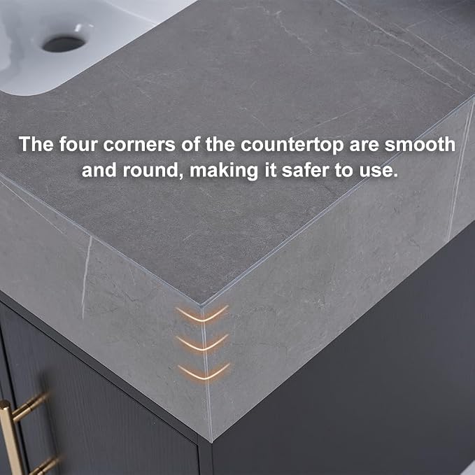 Bathroom Vanity with Sink 39" Floating Bathroom Vanity Sintered Stone Modern - Image 6