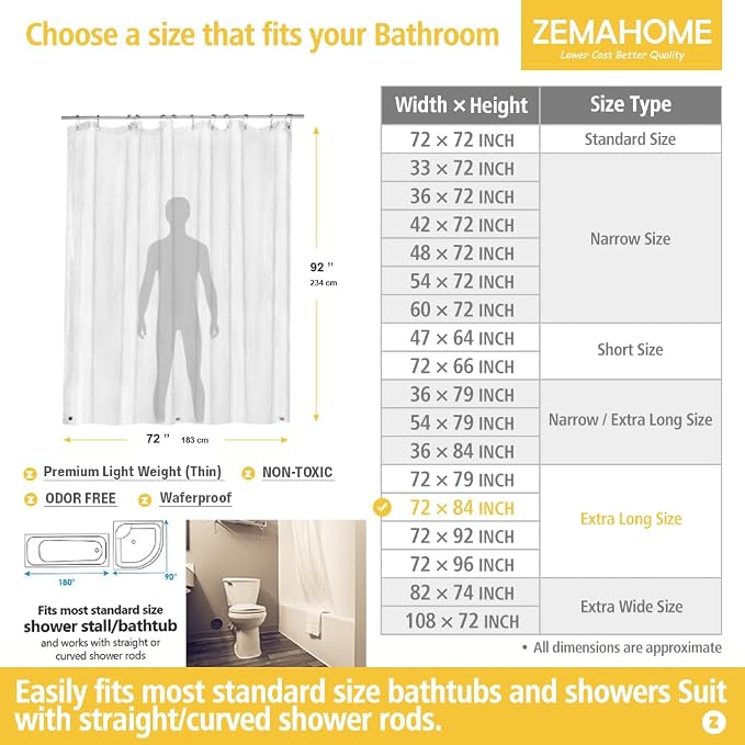 Extra Long Clear Plastic Shower Curtain Liner - Image 2