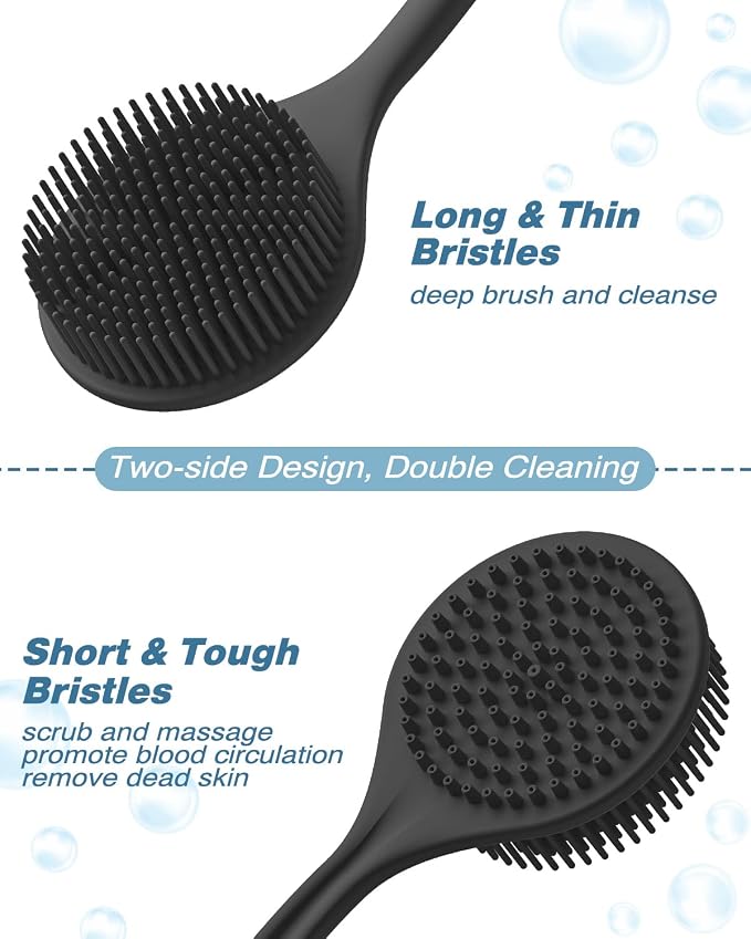 Manmihealth Silicone Back Scrubber & Soft Bath Glove Set, Super-Cleaning Body - Image 3