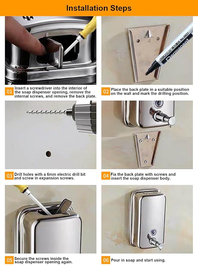 Wall Mounted Soap Dispenser for Bathroom Commercial Wall Liquid Dispenser - Image 6