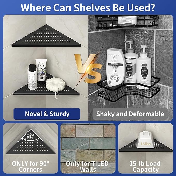 Corner Shower Shelf, Recessed Bathroom Shelf - Image 4