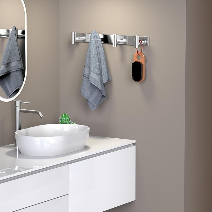 HUFEEOH T-Shaped Stainless Steel Coat Rack Wall Mount - Image 6