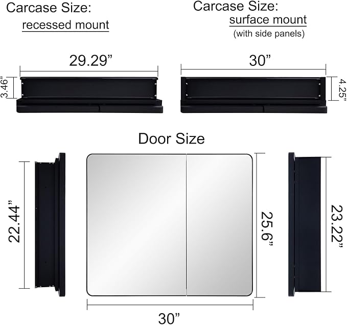 Black Bathroom Mirror Medicine Cabinet - Image 3