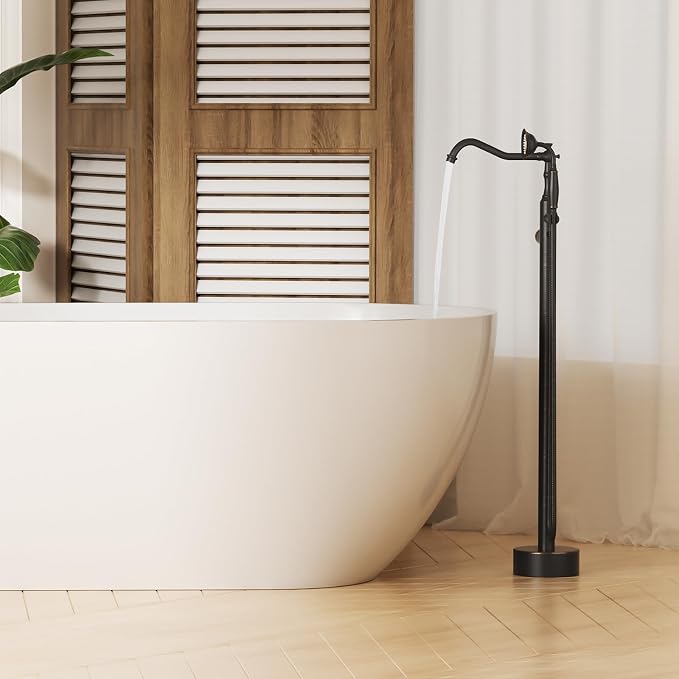 Oil Rubbed Bronze Standing Bathtub Faucet Freestanding Tub Filler High Pressure - Image 8