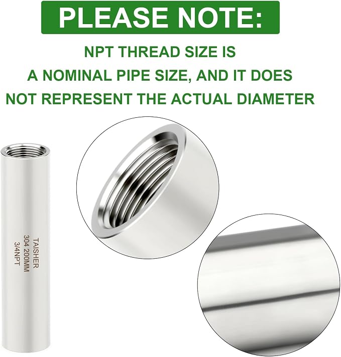 TAISHER 2PCS Stainless Steel Pipe Fittings, 3/4" NPT Female x 3/4" NPT Female - Image 4