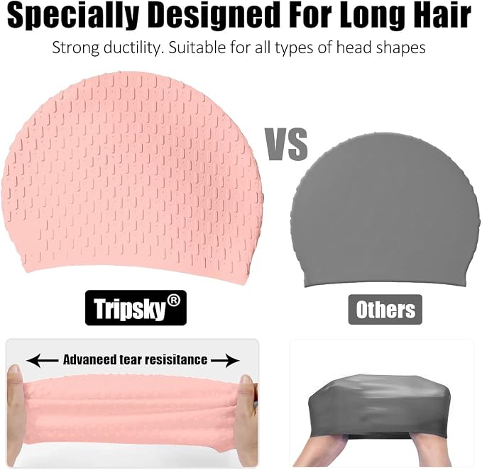 Tripsky Silicone Swim Cap, Comfortable Bathing Cap Ideal - Image 4
