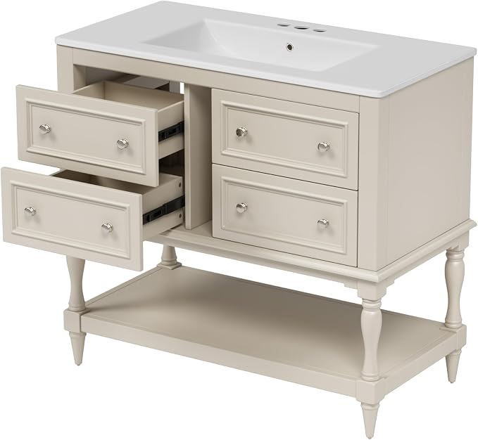 36 Inch Beige Bathroom Vanity - Image 5