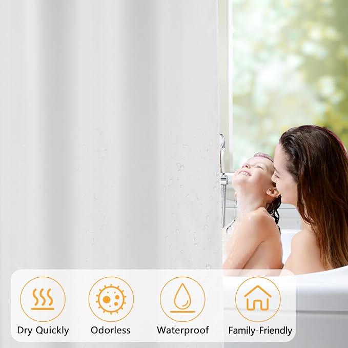 2-Pack Waterproof Fabric Shower Curtain Liner, Washable Cloth Shower Liner - Image 5