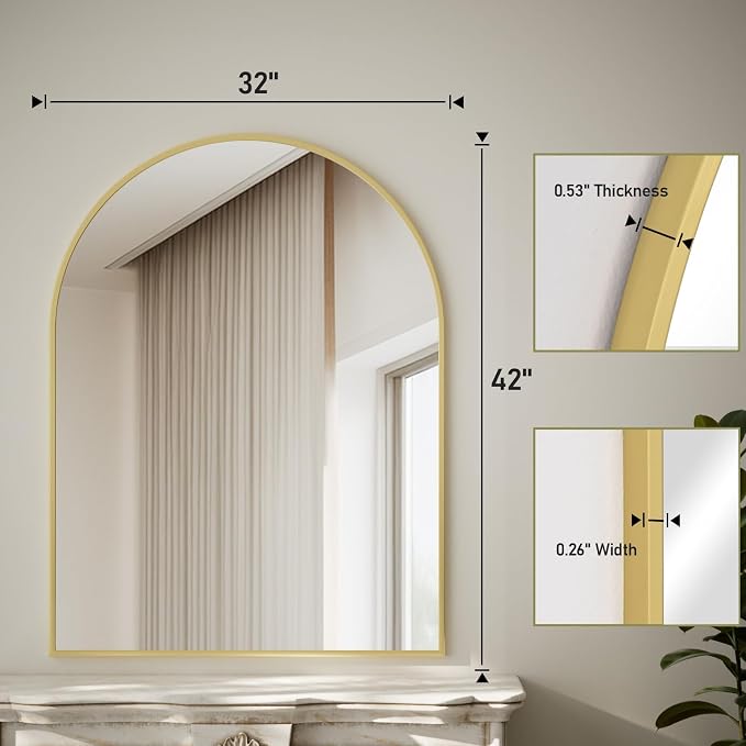 HARRITPURE 32"x42" Arched Bathroom Mirror - Image 5