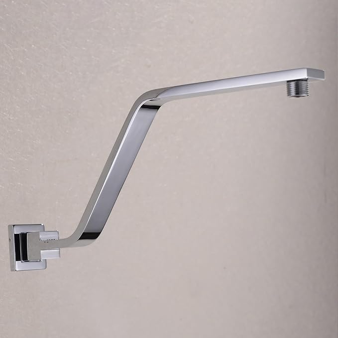 16 Inch S Shape Chrome Shower Head Arm, Square Wall Mounted Shower Arm and - Image 3