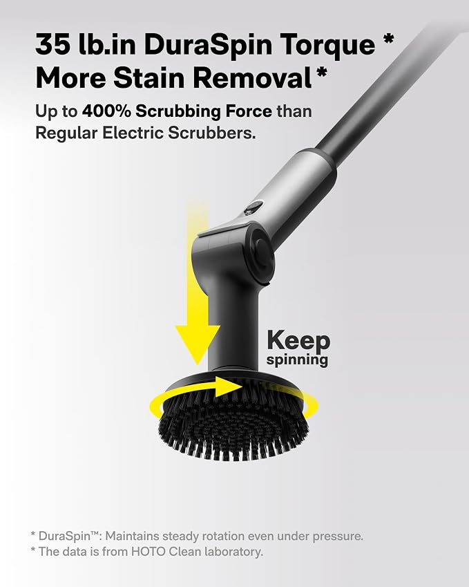 HOTO Flexi™ Cordless Electric Spin Scrubber, Adjustable Angle, Extendable Handle - Image 3