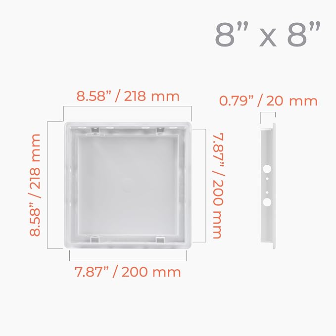 8x8 Inch White Access Panel – ABS Plastic Square Wall & Ceiling Access Door - Image 2