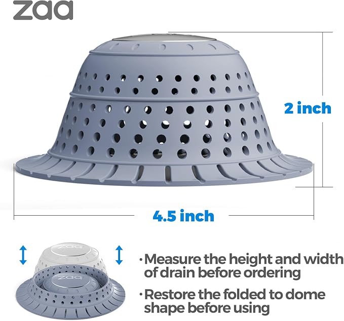 zaa Bathtub Drain Hair Catcher, Premium Silicone Collapsible One Pack Drain - Image 5