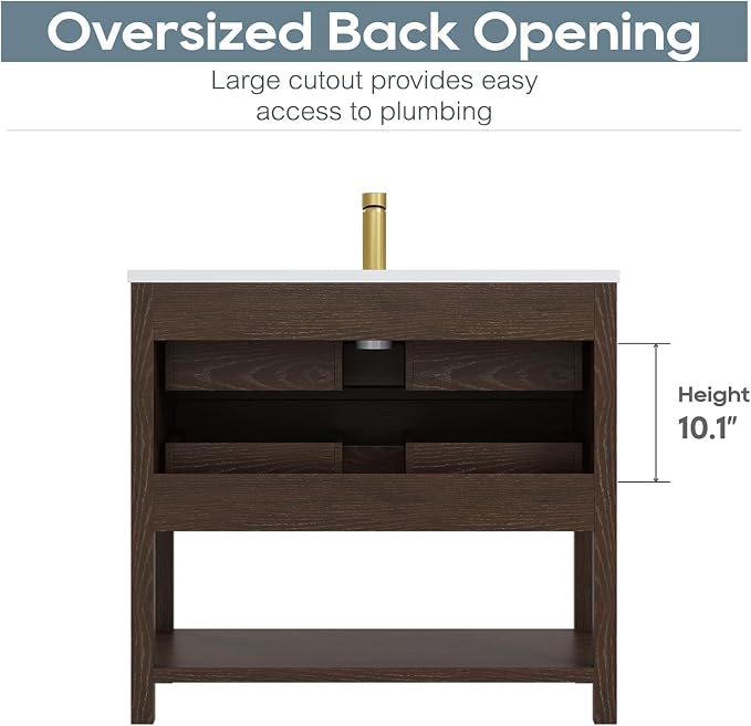 36 Inch Bathroom Vanity with Sink, Cabinet Sink Farmhouse Style with Drawers & - Image 8
