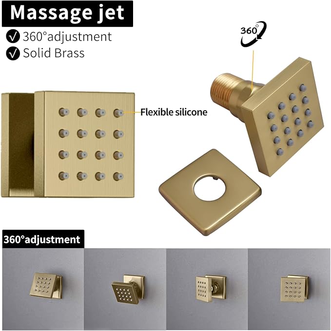 Bathroom Rainfall Shower System Wall Mount 8 Inch Shower Head - Image 6