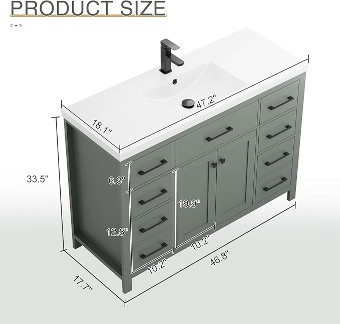 LUCKWIND 48" Modern Bathroom Vanity and Sink, Painted Bathroom Storage Cabinet - Image 2