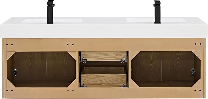 60 Inch Floating Sink Bathroom Vanity Wall Mount Double Vanities Overflow - Image 9