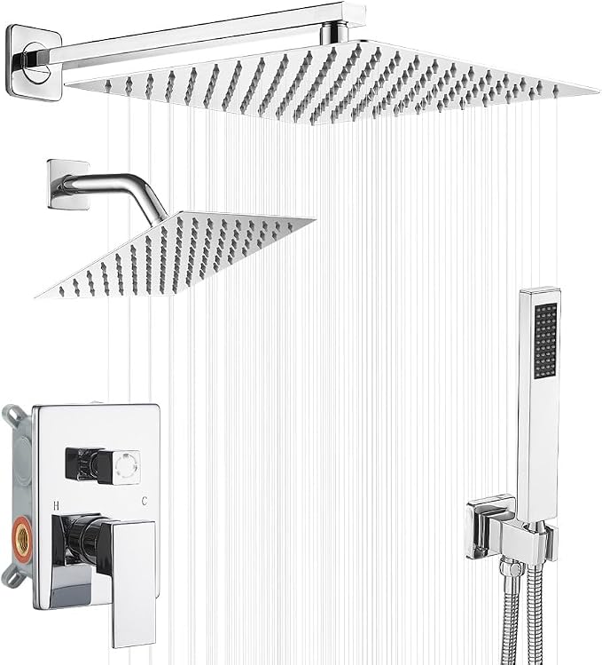Shower Faucet Set Polished Chrome Shower System, Knob Switch Diverter Shower by YCAIKOI