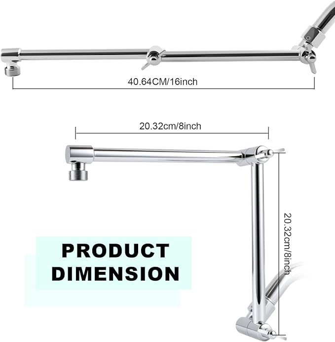 Shower Head Extension Arm, 16 Inch Solid Brass Adjustable Extender - Image 4