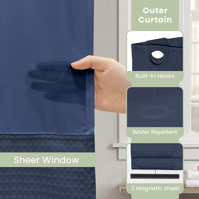 Inhousolu No Hook Shower Curtain - Image 4