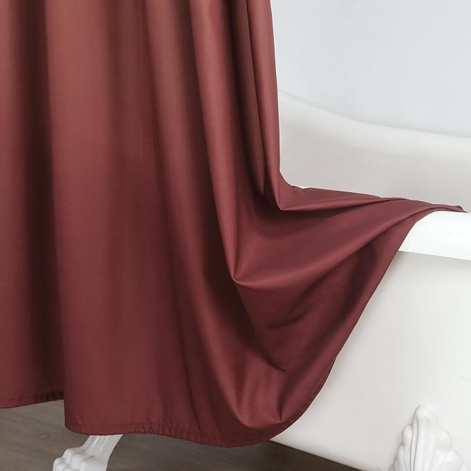Extra Wide Fabric Shower Curtain, Burgundy Ombre Waterproof Around Shower - Image 5