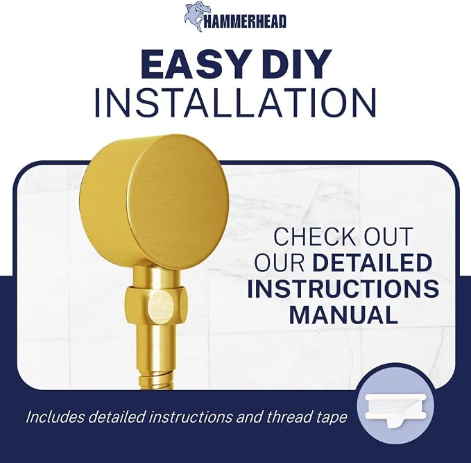 HammerHead Showers Solid Metal Drop Ell Wall Mount Elbow, 1/2" Shower Hose - Image 4