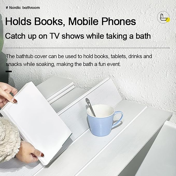 Adjustable Foldable Dust-Proof Bathtub Cover White, Waterproof Shutter Bathtub - Image 5