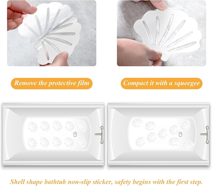 30 Pcs Non Slip Bathtub Stickers White Adhesive Decals Sea Shell Shape Shower - Image 6