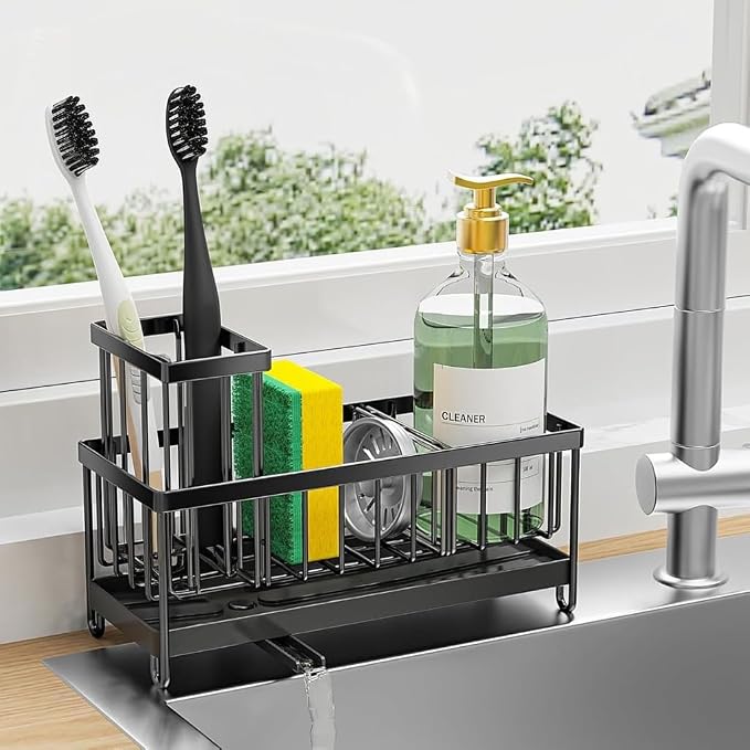 Matani Black Toothbrush Holder for Bathroom Sink, Countertop Organizer by Matani