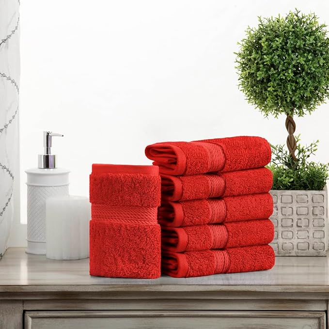 Superior Egyptian Cotton Pile Face Towel/Washcloth Set of 6, Ultra Soft Luxury - Image 2