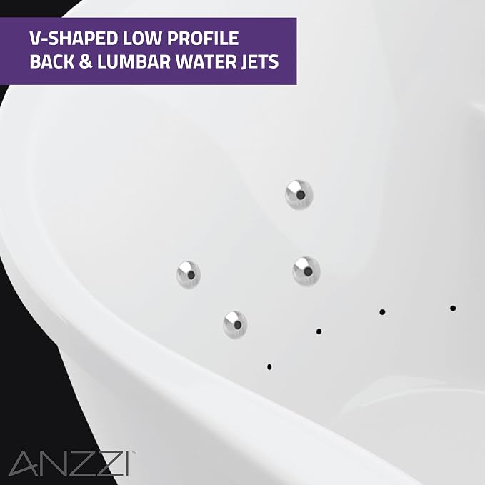 ANZZI Freestanding Tub 36" x 71", Whirlpool and Air Bath Tub in White, - Image 5