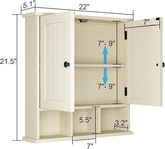 ChooChoo Bathroom Cabinet Wall Mounted 2-Door - Image 3