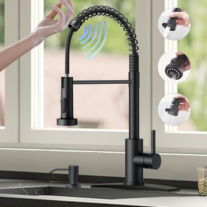 Smart Touch On Kitchen Faucet, 3 Modes Pull Down Sprayer, Sensor Activated by VIDEC