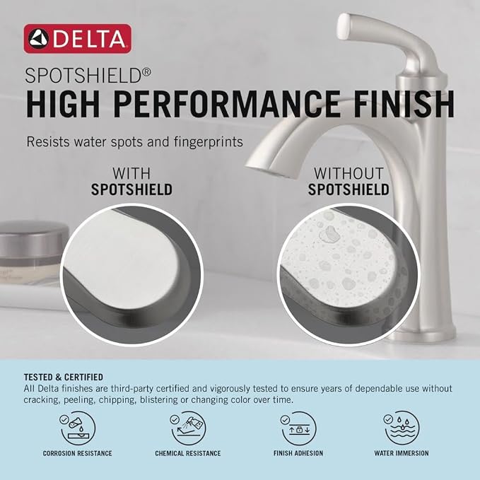 Delta Modern 14 Series Square Rain Shower System Faucet Set, Rainfall Brushed - Image 5