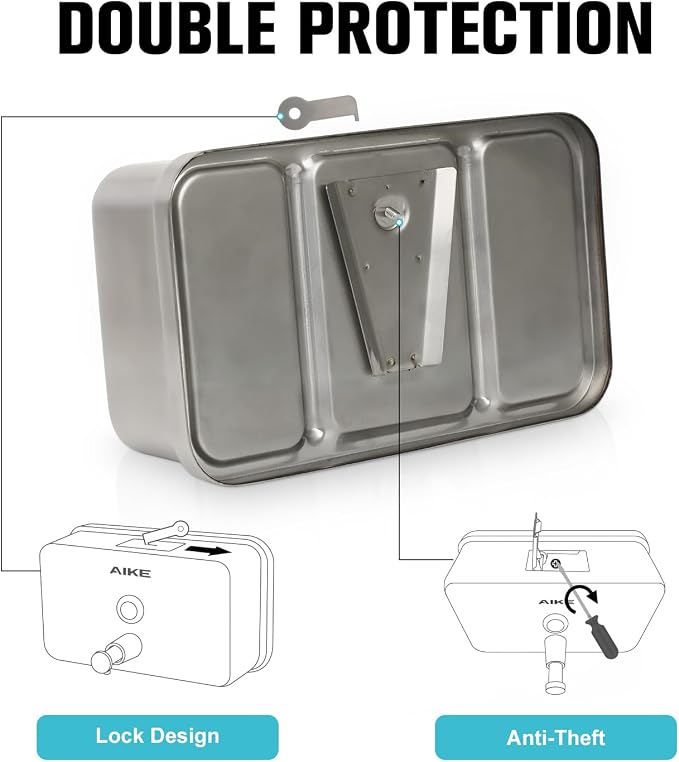 AIKE AK1005 Commercial Soap Dispenser – 37oz Capacity, Polished Stainless Steel - Image 4