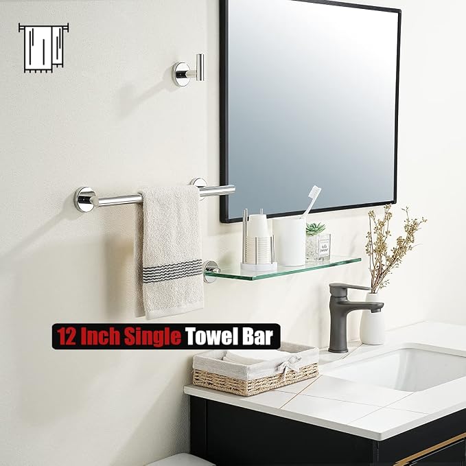 JQK Chrome Towel Bar, 15 Inch 304 Stainless Steel Thicken 0.8mm Towel Rack - Image 5