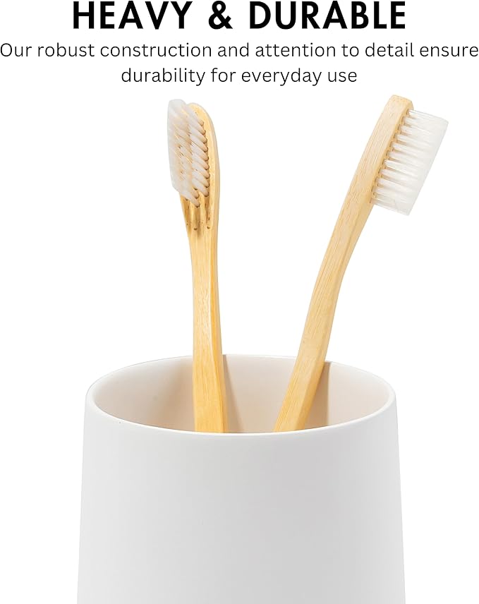 Matte White Toothbrush and Toothpaste Holder and Cup - Image 3