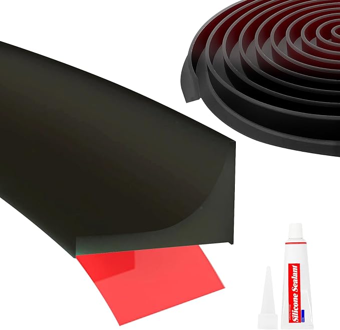 Shower Threshold Water Dam Barrier 39", Silicone Sealant Included, Collapsible by DLYYPLUS