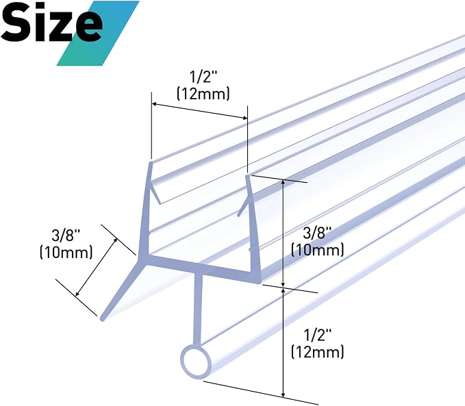 Shower Door Bottom Seal, Frameless Glass Door Seal Strip to Seal 12mm Gap - Image 2