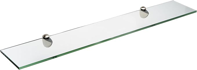 Spancraft Glass P-6x21-Brushed Steel Peacock Glass Shelf, Brushed Steel by Spancraft