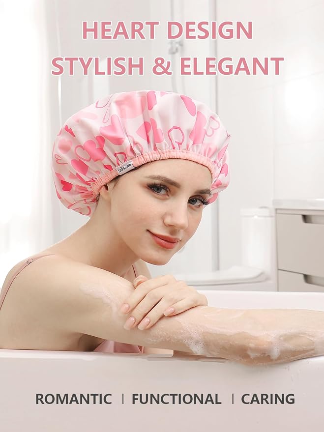 Years Calm Shower Caps For Women Reusable Waterproof，Pattern And Solid Color - Image 5