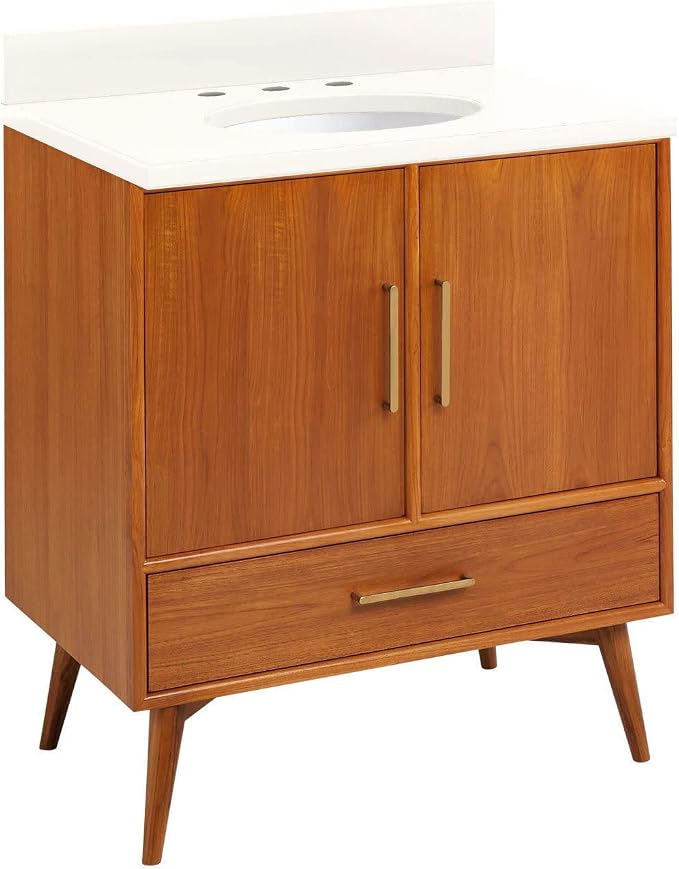 Signature Hardware 953363-30-UM-8 Novak 30" Freestanding Teak Single Basin by SignatureHardware