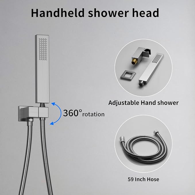 Bathroom Rainfall Shower System Wall Mount 8 Inch Shower Head - Image 5