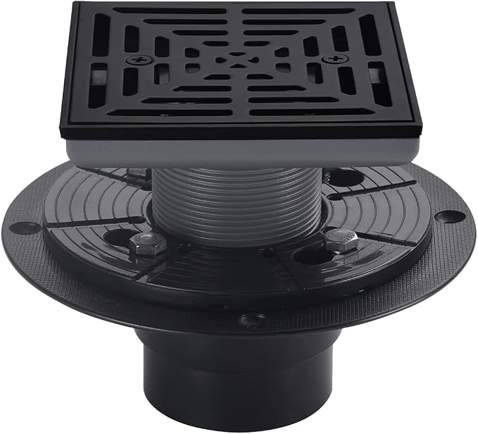 4-1/4 Inch Black Shower Drain Square, Base by DEOKXZBathroomMall