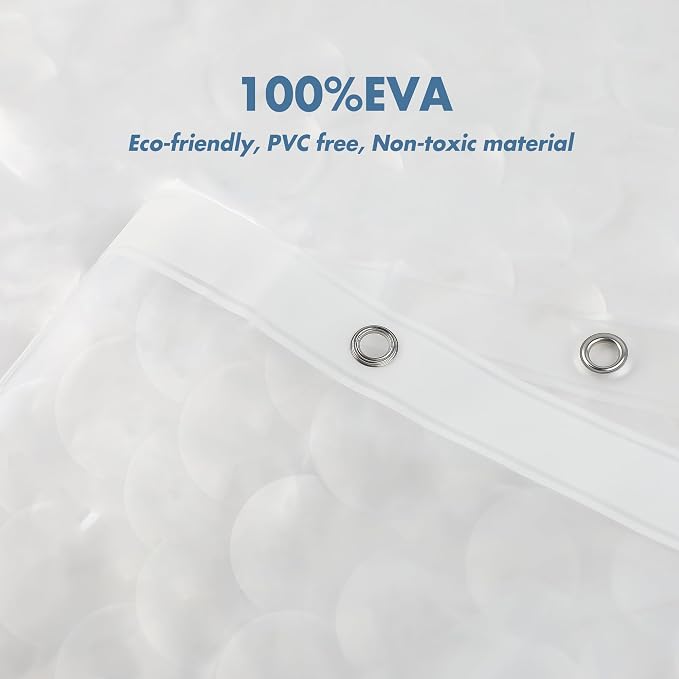 WELTRXE Extra Long Shower Curtain Liner, 72x78 Inch 3D Clear Bubble Heavy Duty - Image 2