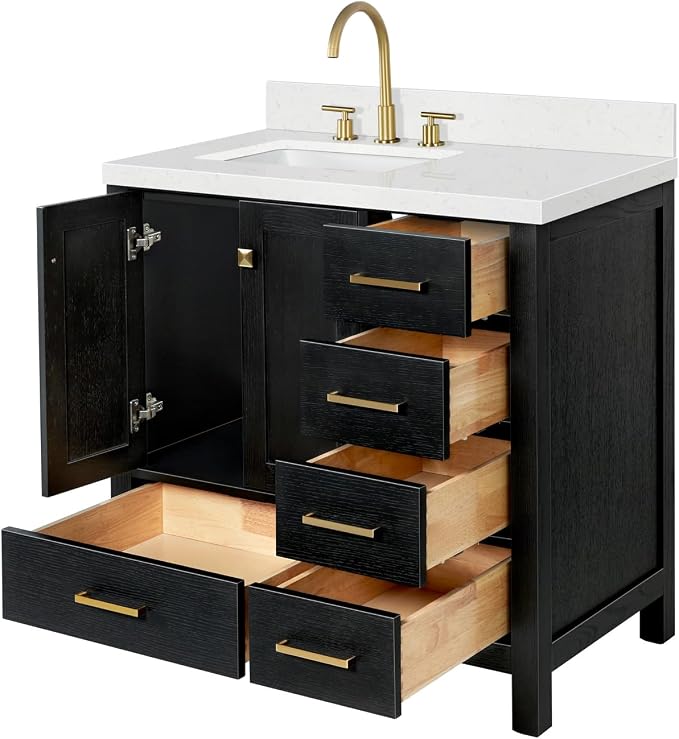 ARIEL Cambridge 36 Inch Single Rectangular Sink Bathroom Vanity - Image 6