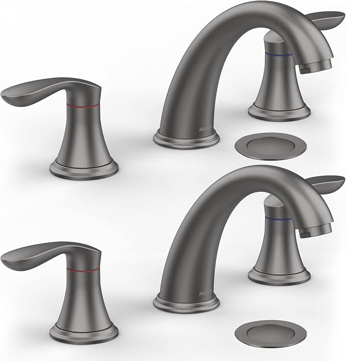 Bathroom Sink Faucet, Faucet for Bathroom Sink, Widespread Gun Grey Bathroom by Unknown