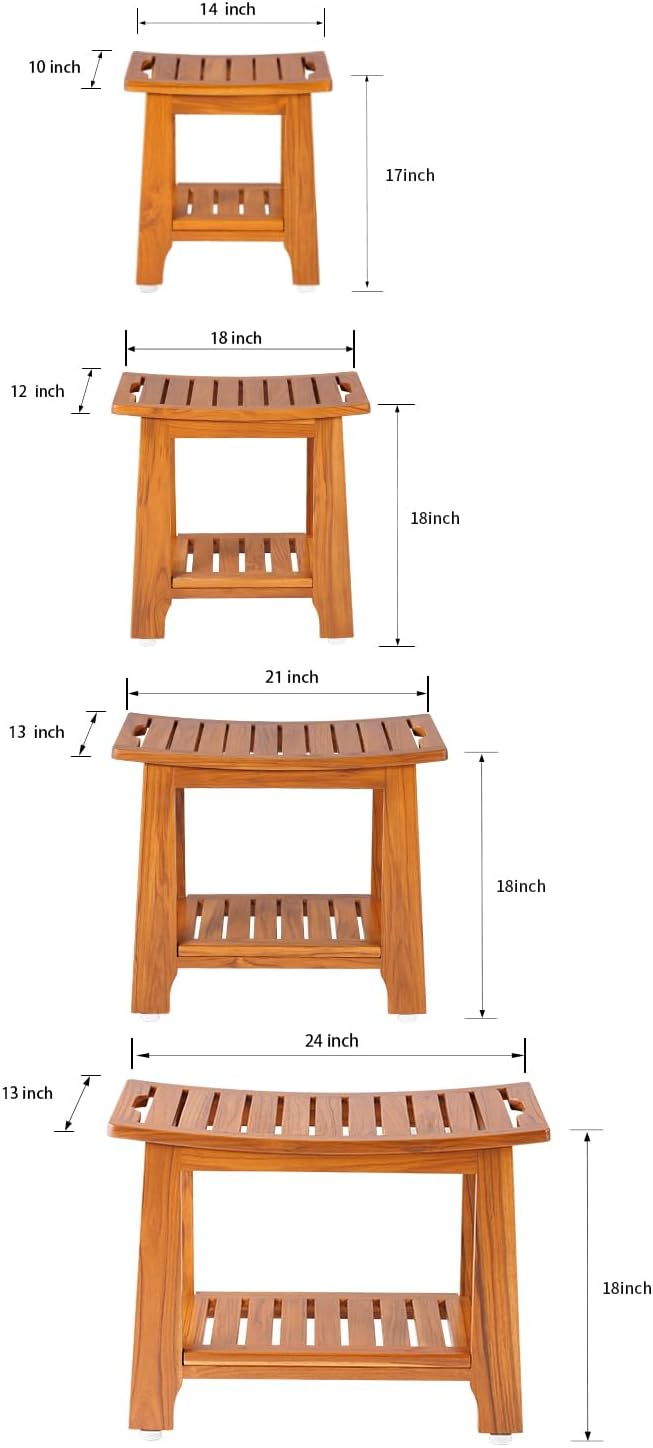 14" Compact Teak Shower Stool - Image 9